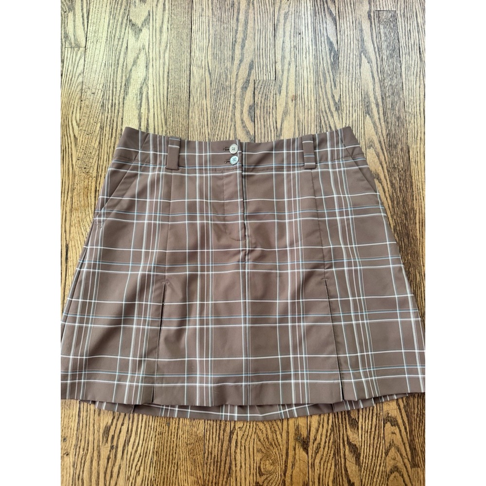 Nike Golf Dri-FIT Women's Sz 8 Brown Plaid Skort Skirt Shorts Skort Stretch 90's